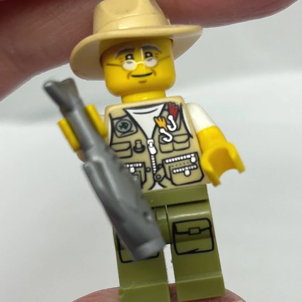 LEGO City Fisherman Minifigure Vest Safari Hat Fish Father's Day Dad Grandpa